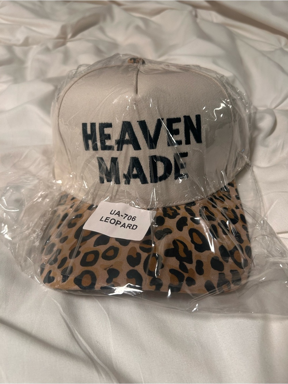 Zenana Outfitters Beige Cap with Leopard Print Brim - "HEAVEN MADE"